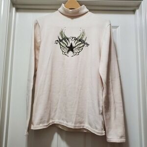 Harley Davidson Cream Pullover Turtle Neck Sweater‎ Cotton Women's L